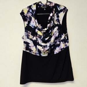 Ellen Tracy Drape Front Blouse Black L